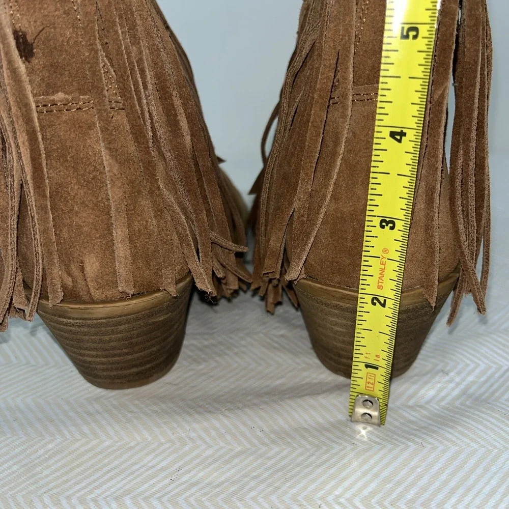 Dingo Womens Tangles Fringe Pointed Toe Booties‎ Brown 6M Casual Western Cowgirl